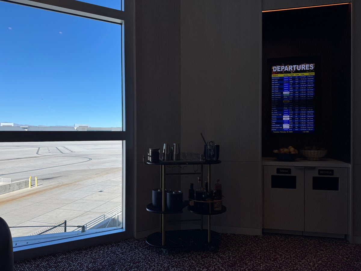 Capital One Lounge Las Vegas back seating area departures board