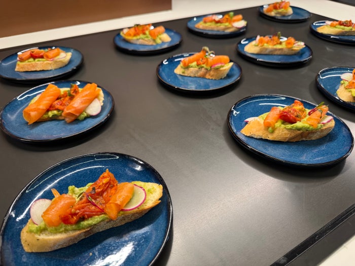 Capital One Lounge Las Vegas buffet avocado salmon toast Capital One Lounge Las Vegas buffet avocado salmon toast