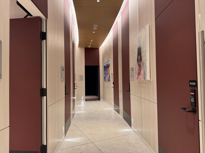 Capital One Lounge Las Vegas restroom hallway Capital One Lounge Las Vegas restroom hallway