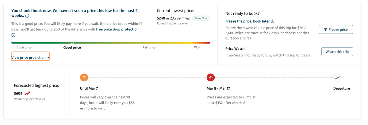 Capital One Travel price predicition