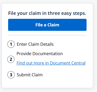 Chase Card Benefits file a claim button Chase Card Benefits file a claim button