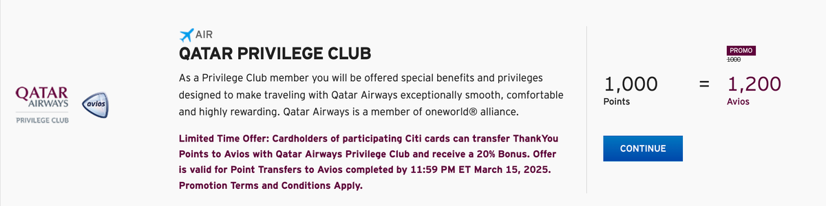 Citi Qatar transfer bonus February 2025