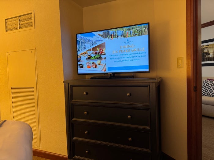 Everline Resort Spa Destination Hyatt Fireplace Suite Valley View bedroom TV dresser Everline Resort Spa Destination Hyatt Fireplace Suite Valley View bedroom TV dresser