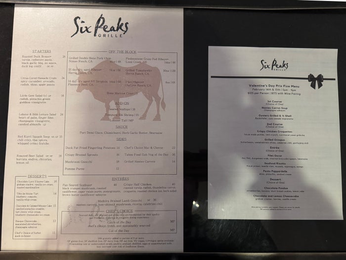 Everline Resort Spa Destination Hyatt Six Peaks Grille menu Everline Resort Spa Destination Hyatt Six Peaks Grille menu