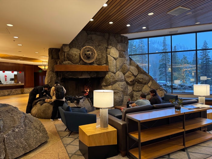 Everline Resort Spa Destination Hyatt lobby fireplace Everline Resort Spa Destination Hyatt lobby fireplace