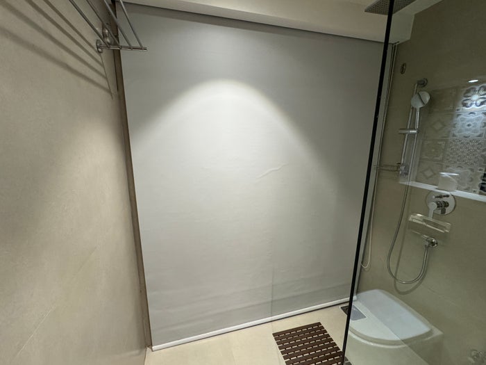 Hyatt Place Goa Candolim king room shower with curtain closed