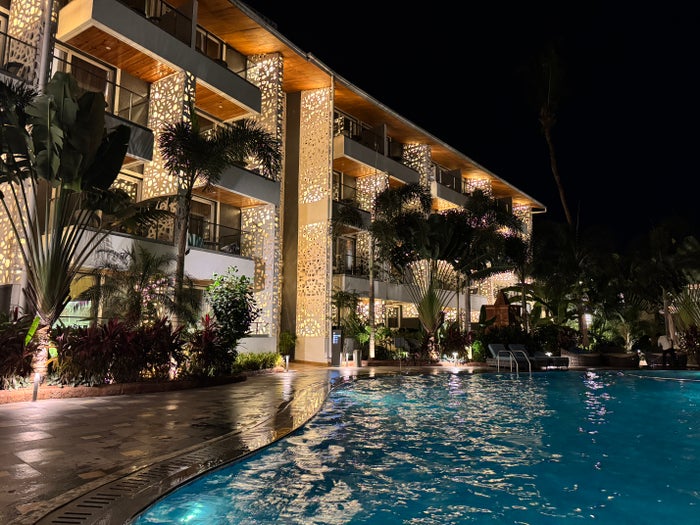 Hyatt Place Goa Candolim pool at night