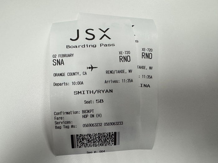 JSX boarding passes SNA RNO JSX boarding passes SNA RNO