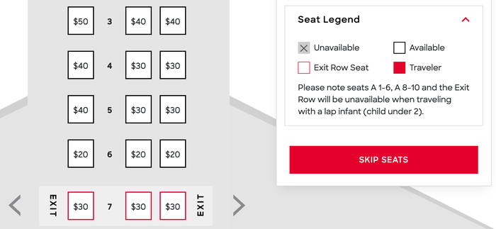 JSX cost to choose seat JSX cost to choose seat