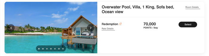JW Marriott Maldives Kaafu Award Rate