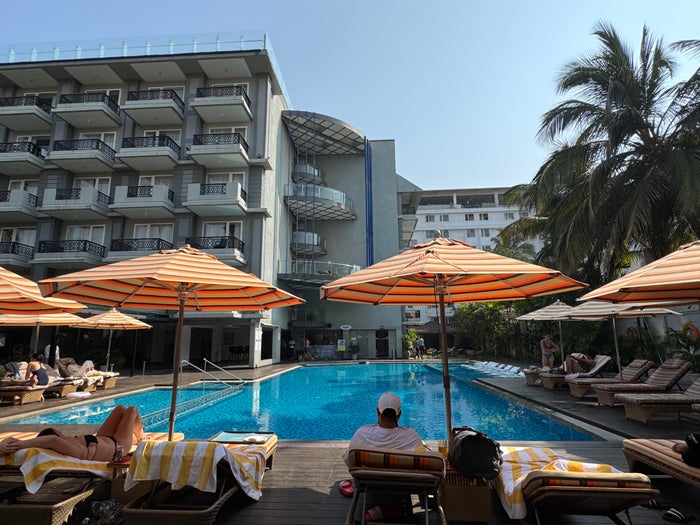 Le Meridien Goa Calangute pool umbrellas