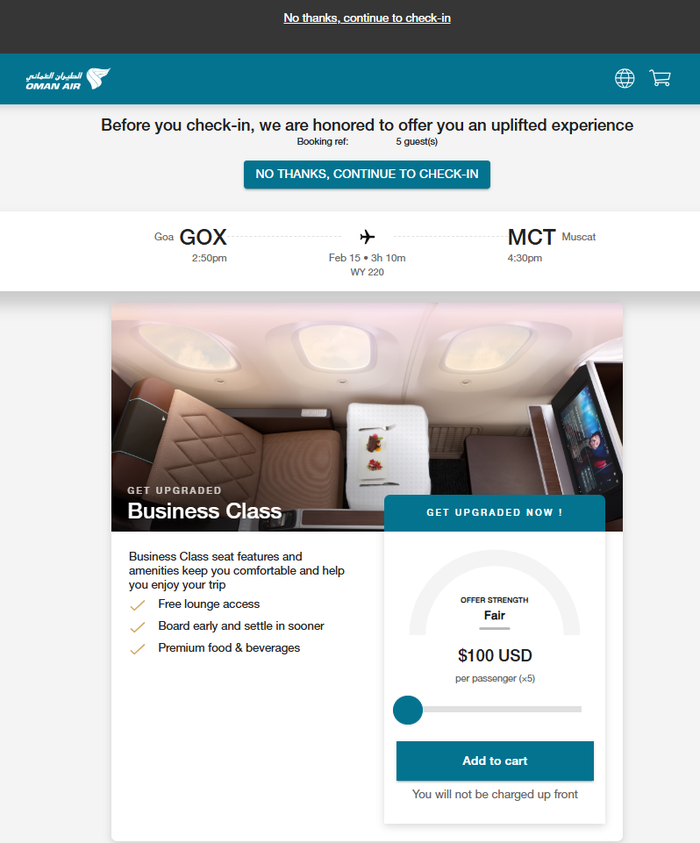 Oman Air GOX MCT upgrade bid