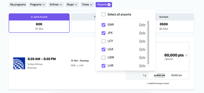 Point.me multi airport search Point.me multi airport search