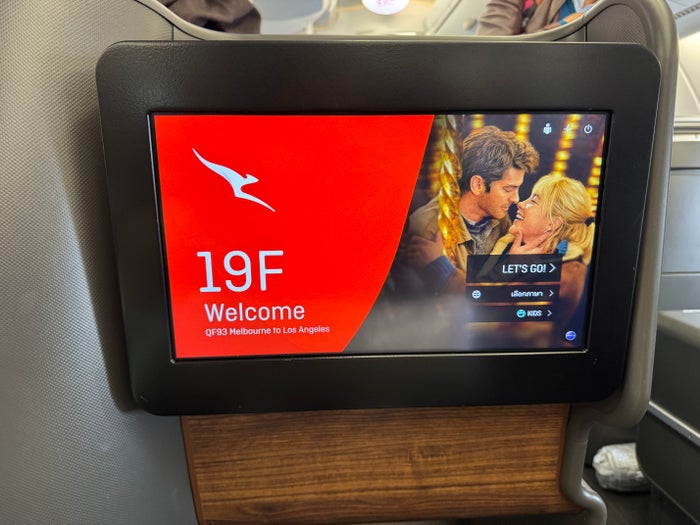 Qantas Business Class Entertainment Screen