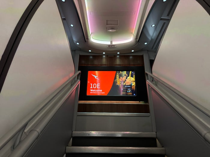 Qantas Business Class Looking up from stairs