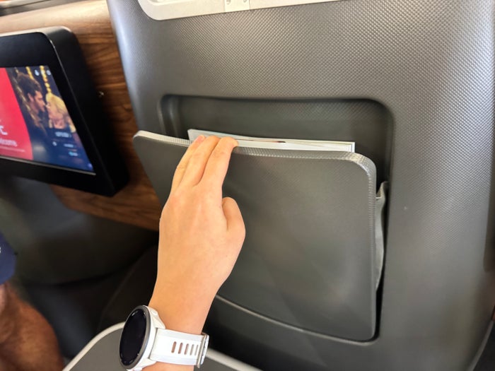 Qantas Business Class Seatback Pocket