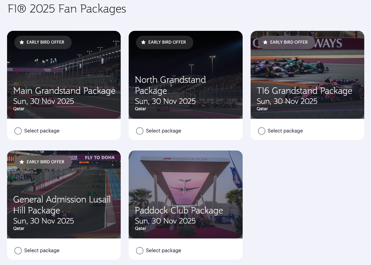 Qatar Formula 1 packages 10 discount