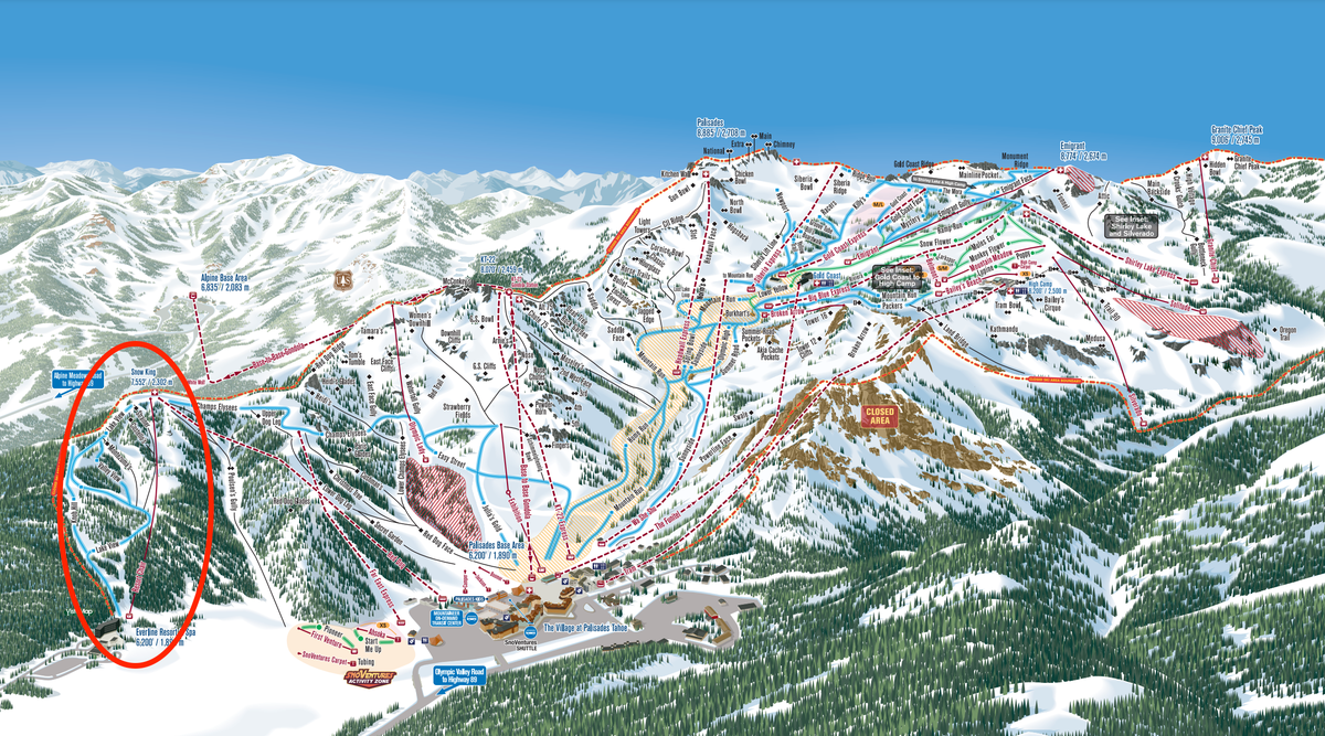 Resort Chair on Palisades Tahoe map Everline Resort