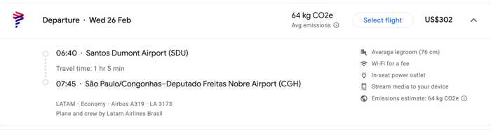 SDU to CGH for USD302
