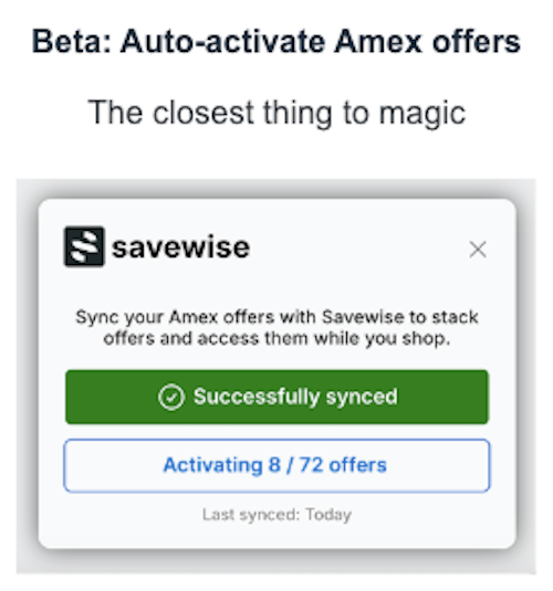 Savewise new feature auto activate Amex Offers