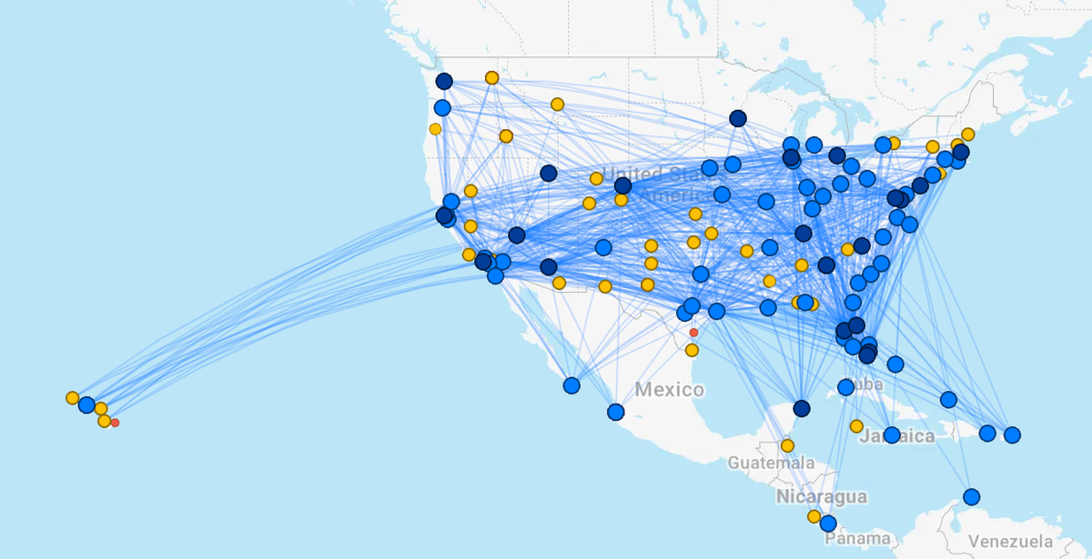 Southwest Airlines route map