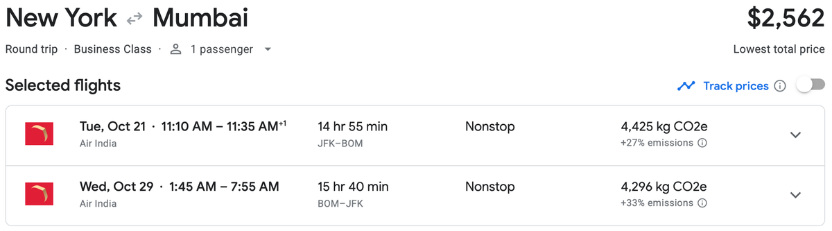 Star Alliance India sale JFK-BOM price