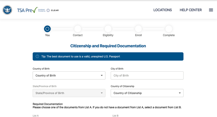 TSA List A and B Documents TSA List A and B Documents