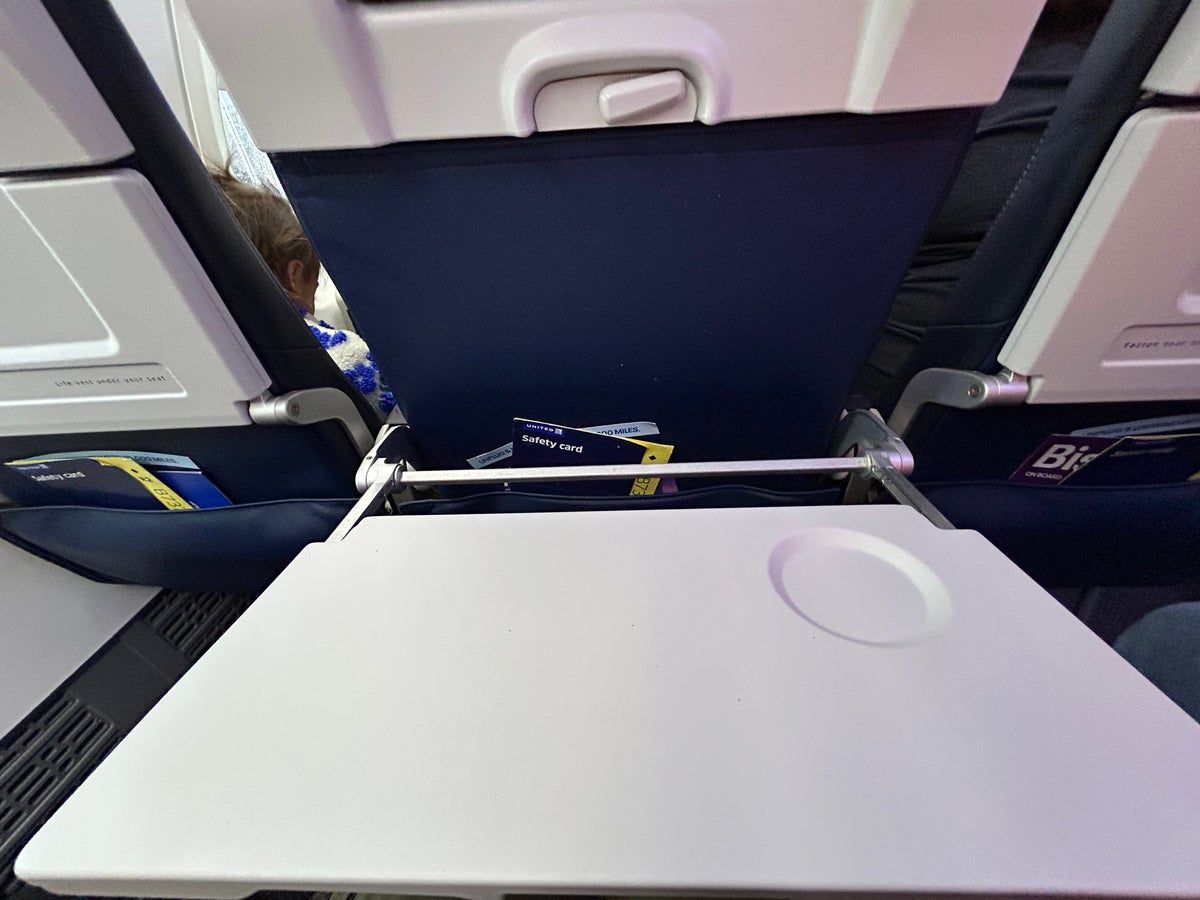 United 737 MAX 9 premium economy seat tray down