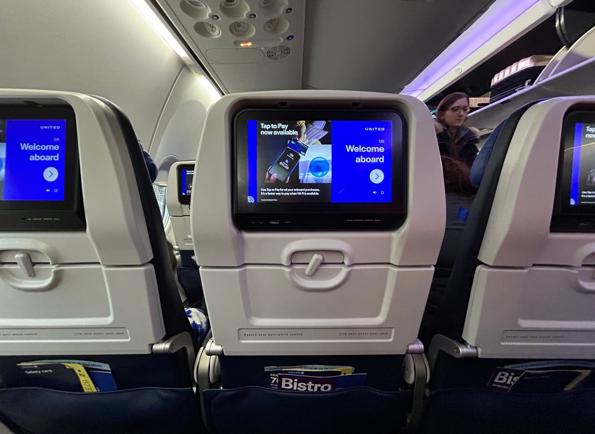 United 737 MAX 9 premium economy seatback