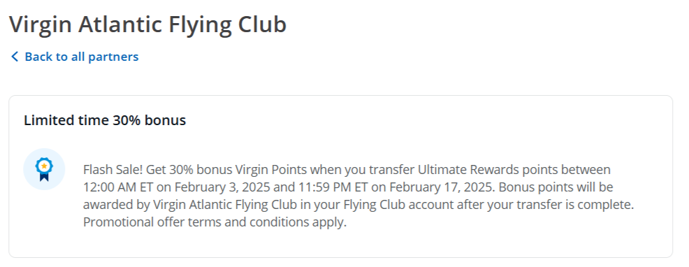 Virgin Points Transfer Partner Details Ultimate Rewards 020325