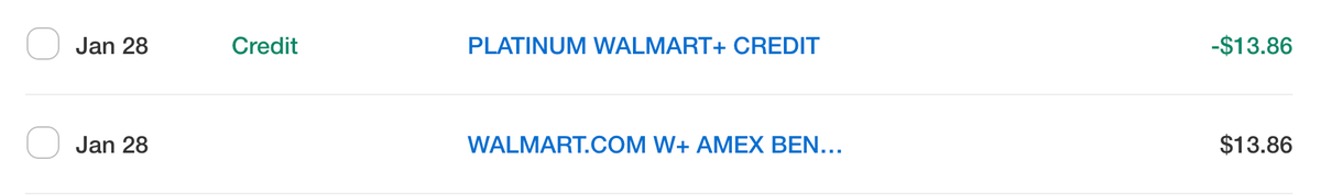 Walmart Plus Amex Platinum Credit