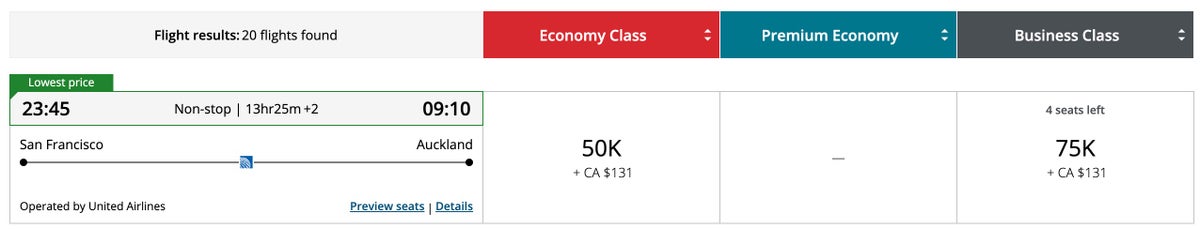aeroplan United Polaris New Zealand