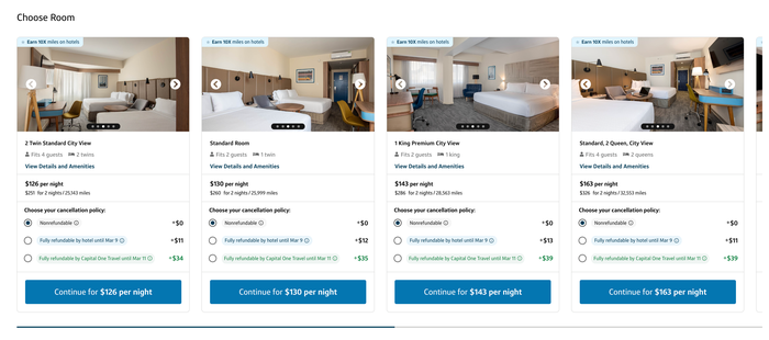hotel room options Capital One Travel hotel room options Capital One Travel
