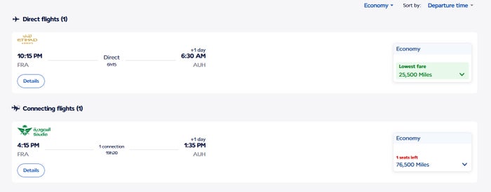 Air France Etihad award Booking