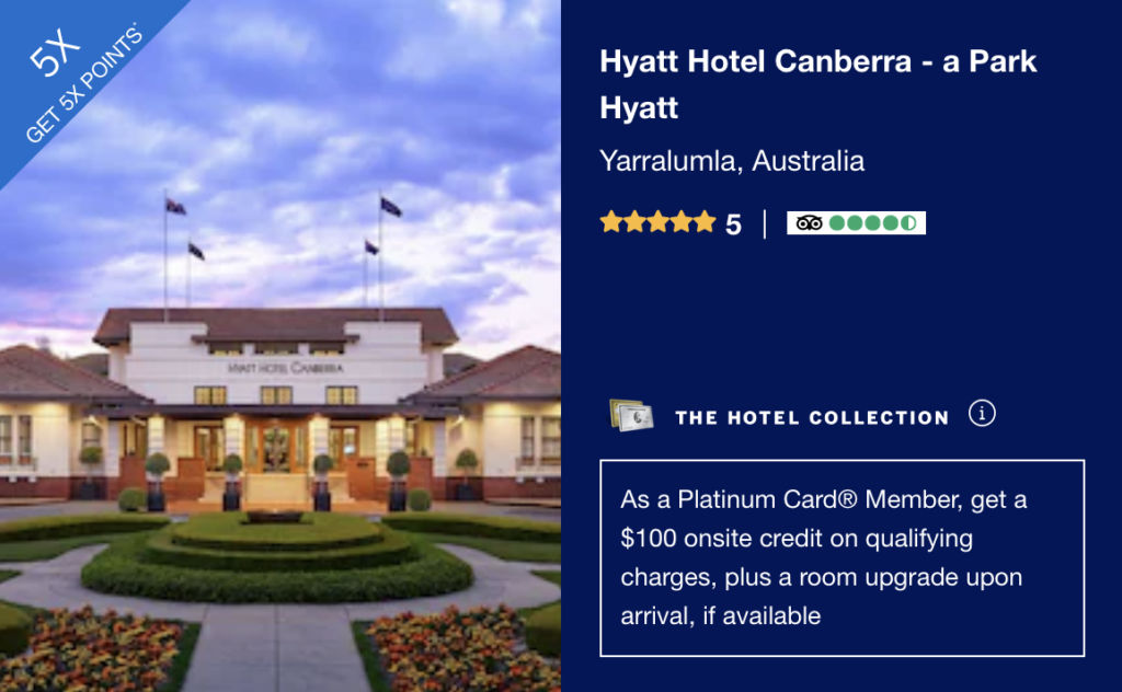 Amex Hotel Collection Hyatt Hotel Canberra a Park Hyatt Hotel