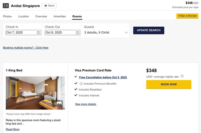 Andaz Singapore Visa Luxury Hotel Collection price