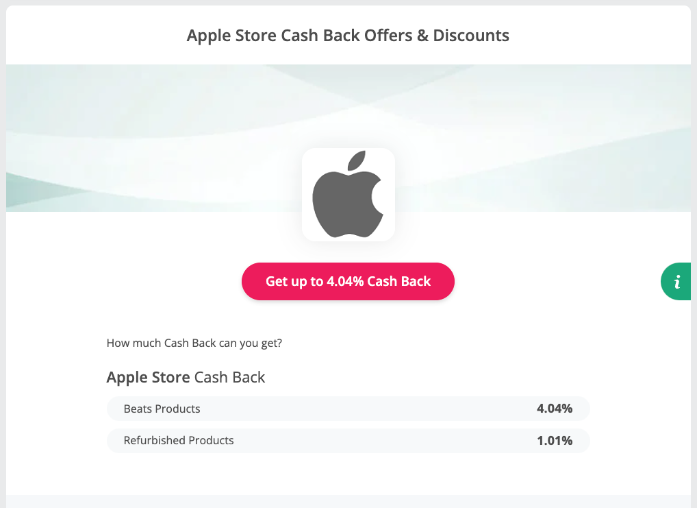 Apples Merchant Page on TopCashBack