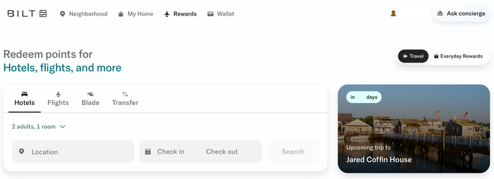 Bilt rewards page