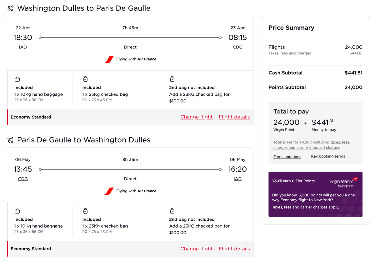 CDG IAD Virgin
