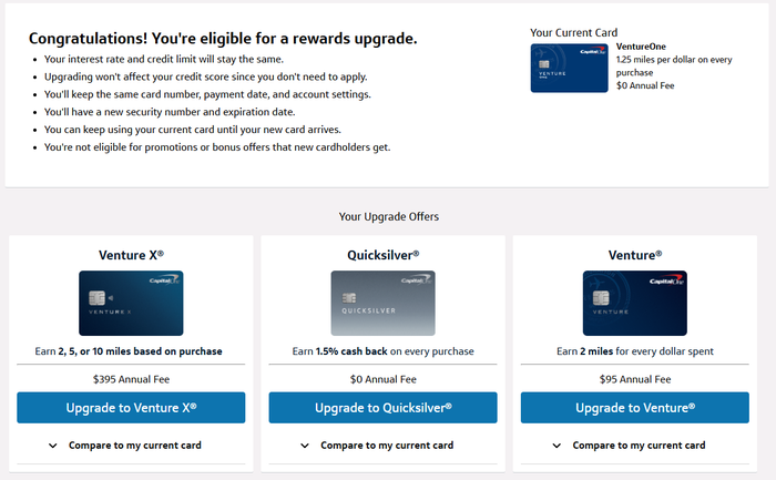 Capital One Venture upgrade offers