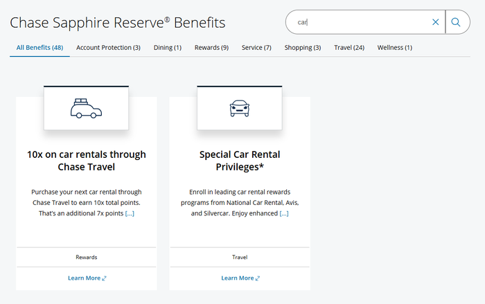 Chase Sapphire Reserve car benefits Chase Sapphire Reserve car benefits
