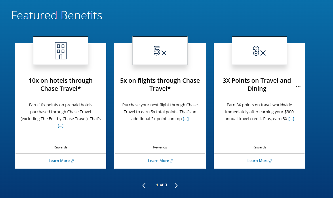 Chase Sapphire Reserve featured benefits