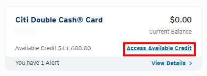 Citi Access Available Credit