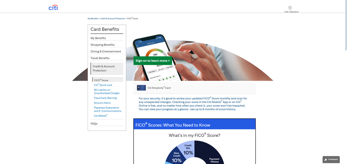 Citi FICO score access 