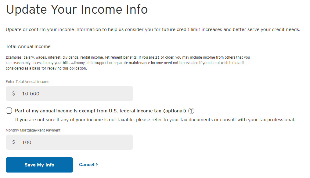 Citi update income information form