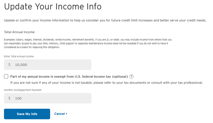 Citi update income information form