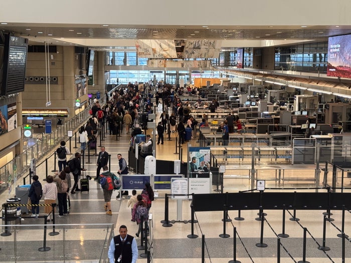 Clear and TSA checkpoint at LAX airport TBIT Clear and TSA checkpoint at LAX airport TBIT