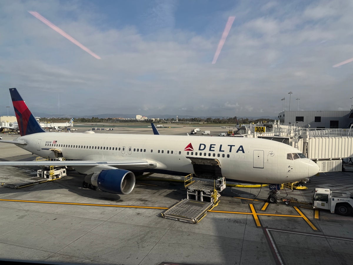 Delta Air Lines B767 300 plane at gate LAX