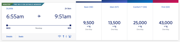 Delta Award MCO BOS