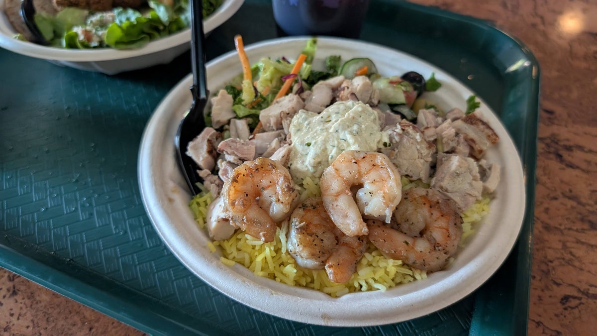 Disneys Animal Kingdom Lodge dining The Mara combination bowl with shrimp and chicken